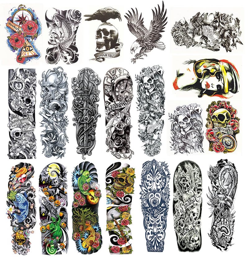 Da Lin Temporary Tattoo DaLin Extra Large Temporary Tattoos Full Arm and Half Arm Tattoo Sleeves for Men Women 20 Sheets - Image 1