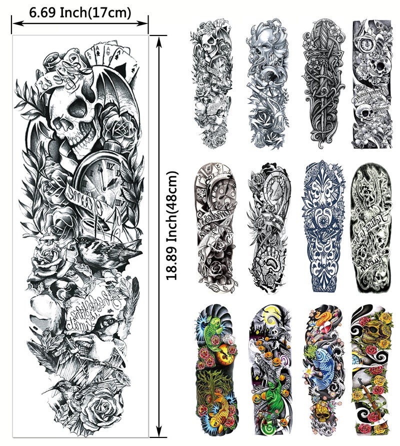 Da Lin Temporary Tattoo DaLin Extra Large Temporary Tattoos Full Arm and Half Arm Tattoo Sleeves for Men Women 20 Sheets - Image 2