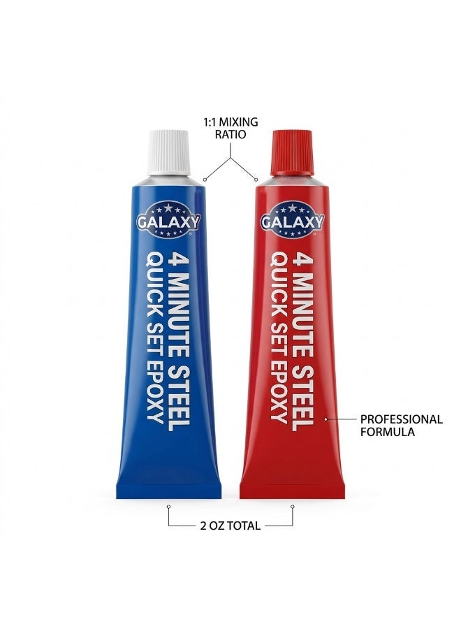 Galaxy Rapid 4 Minute Epoxy Adhesive 2.25 OZ - Professional Quick Set Steel Epoxy Glue for Wood, Metal, China, Ceramic - Oil & Chemical Resistant - Bonds Most Materials - Heavy Duty 2-Part Epoxy Resin - Image 3