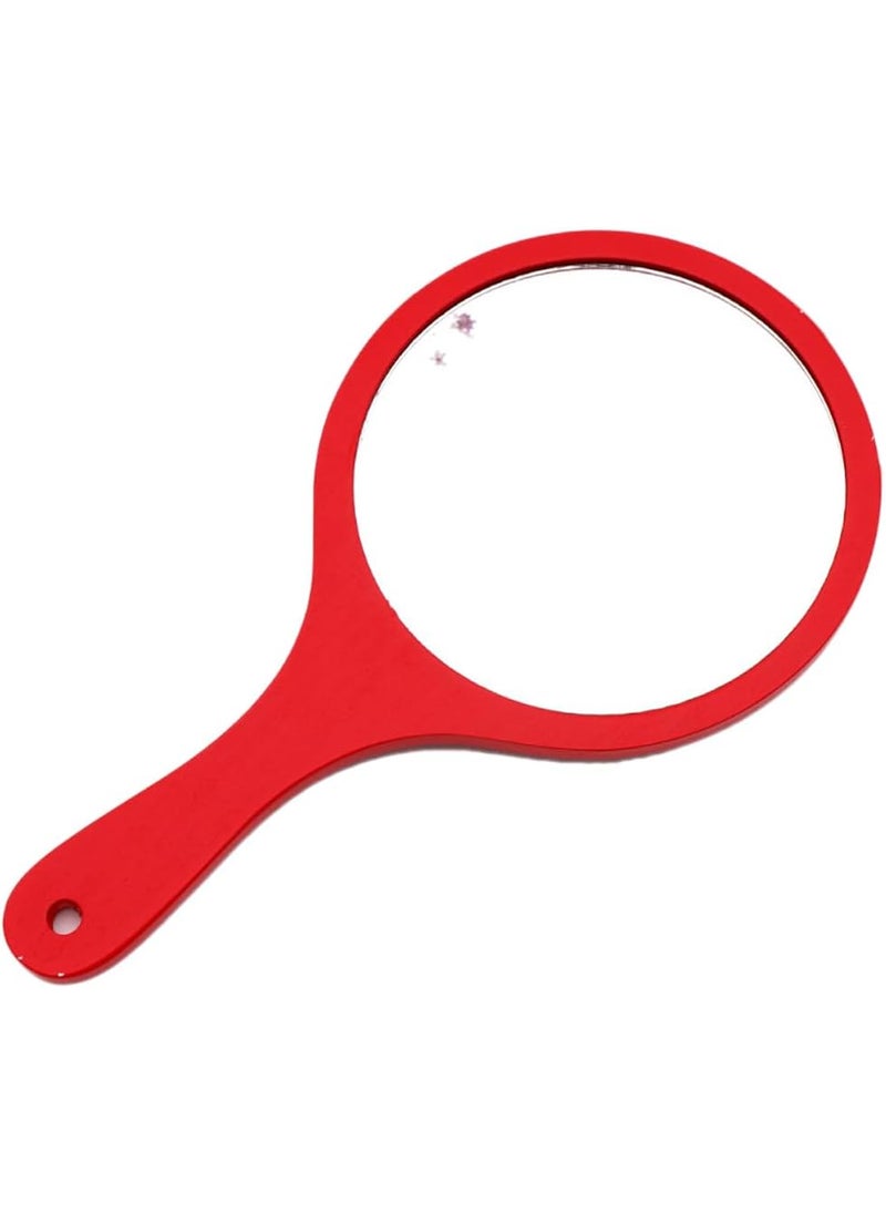 lasenersm lasenersm 1 Piece Wooden Makeup Mirror Round Handheld Mirror with Handle Single Side Cosmetic Mirror Vanity Handheld Mirror Handheld Vanity Mirror, 6.7 x 11.8 Inches, Red 