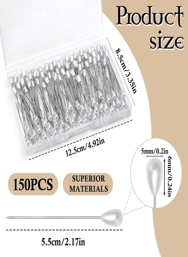 Kogyxe 150 Pcs Corsage Pins, Boutonniere Pins, Long Teardrop Pearl Head Pins, White Straight Head for DIY Decoration, Wedding, Jewelry Flower Decoration - Image 2