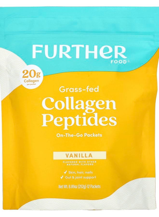 Further Food Grass-Fed Collagen Peptides Vanilla 12 Packets 0.74 oz (21 g) Each 