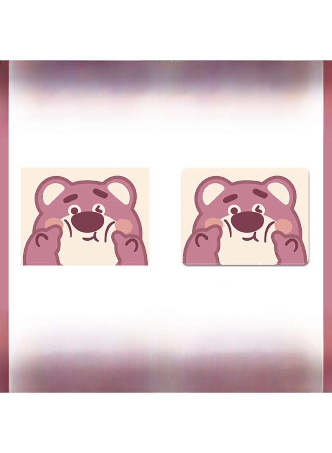 Strawberry Bear Mouse Pad Small Portable Pink Cute Internet Celebrity Cartoon Computer Keyboard Office Home Desk Pad-Color:240*200*3-Pattern:[TU-312] Raise Your Hand - Image 5