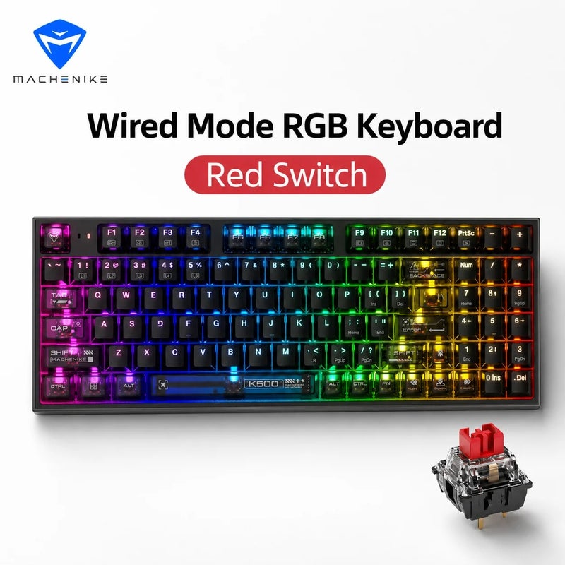Machenike K500-B94 Wired Mechanical Gaming Keyboard, Hot-Swap, 94 Keys, 90% Layout, RGB Backlight, for PC, Laptop - Image 1