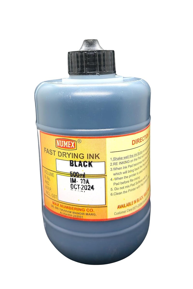 ACGL NUMEX Special Batch Printing Machine Fast Drying Ink & Softener (Black Ink) 500ml Pack of 1 - Image 1