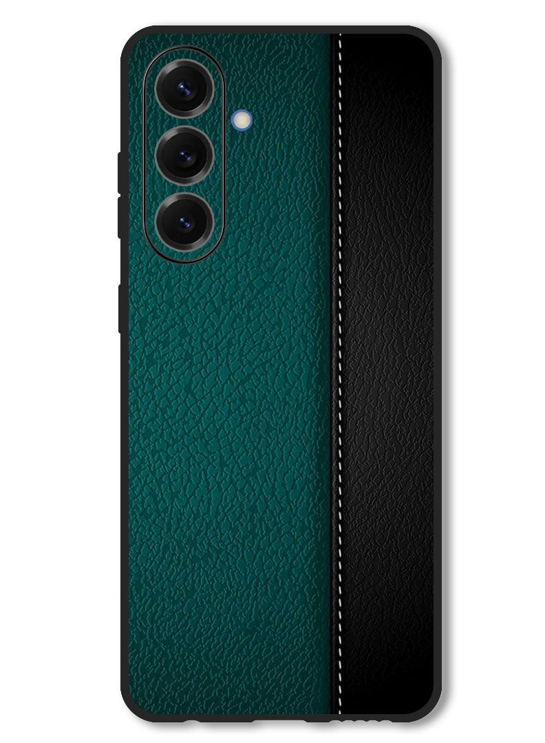 Theodor Case Compatible with Vivo V50 Protection Shockproof Bumper Cover Green Black Leather Pattern - Image 1