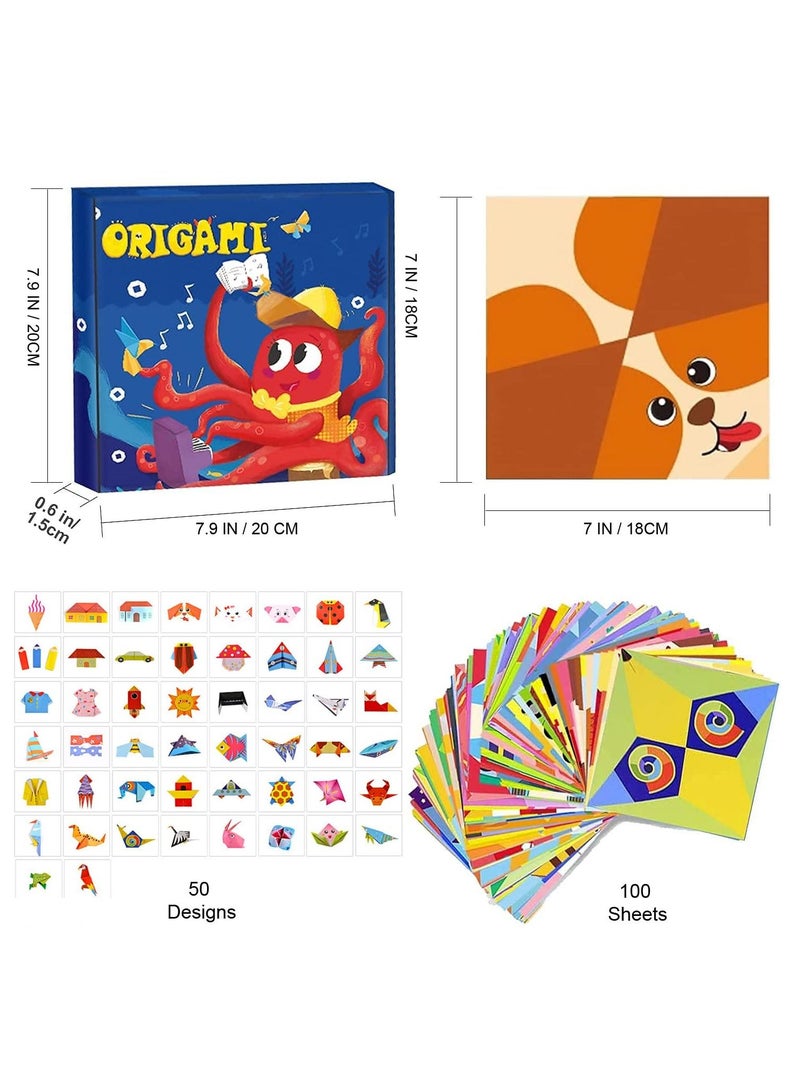 JOLLITY LLC مجموعة أدوات DIY للأطفال من فن الأوريجامي ثلاثي الأبعاد مع كتاب توجيهي وأنشطة فنية ورقية ومواد حرفية وهدايا عيد ميلاد للأطفال من سن 5 إلى 12 عامًا، 100 ورقة و50 مشروعًا - Image 2