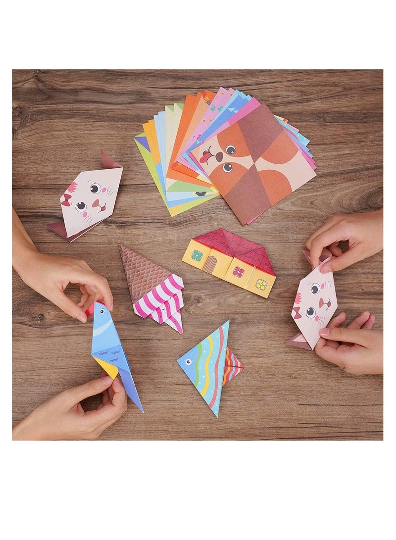 JOLLITY LLC مجموعة أدوات DIY للأطفال من فن الأوريجامي ثلاثي الأبعاد مع كتاب توجيهي وأنشطة فنية ورقية ومواد حرفية وهدايا عيد ميلاد للأطفال من سن 5 إلى 12 عامًا، 100 ورقة و50 مشروعًا - Image 4