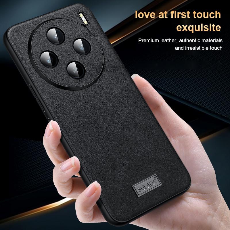 SULADA For Vivo X200 Ultra Shockproof Tpu Hybrid Handmade Leather Phone Case(Black) - Image 3