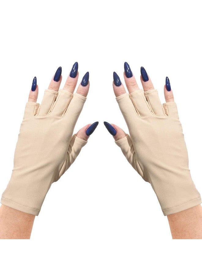 ManiGlovz The Original Upf 50+ Uv Light Protective Nail Gloves Gel Manicure Gloves And Anti Uv Fingerless Gloves For Women Can Be Used As Sun Protection Gloves For Driving Nude - Image 1