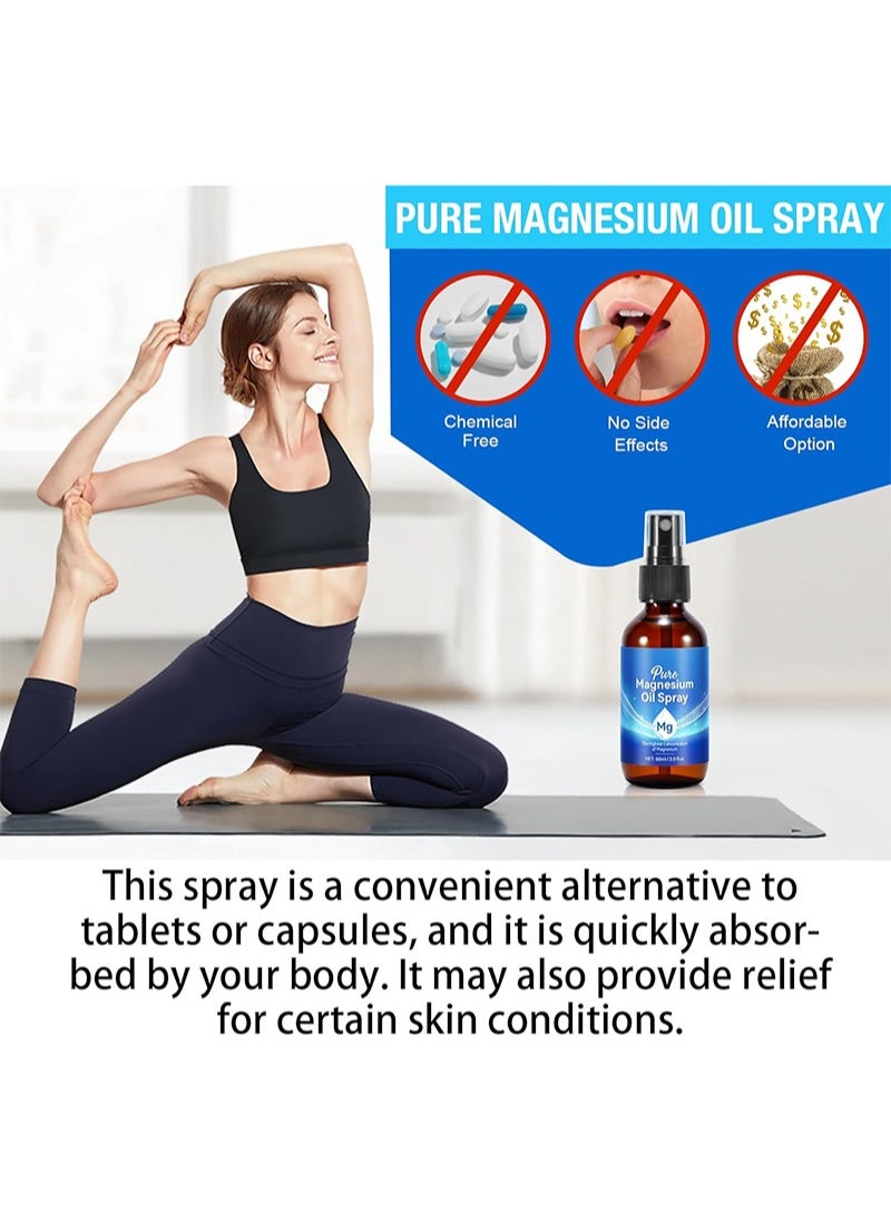 HaLunhi - 2 Pack Pure Magnesium Oil Spray, External Magnesium Spray Glass Bottle, Suitable For Feet And Sleep, Organic Magnesium Spray For Feet, Nourishes Skin, Unclogs Pores (60ml+60ml) - Image 1