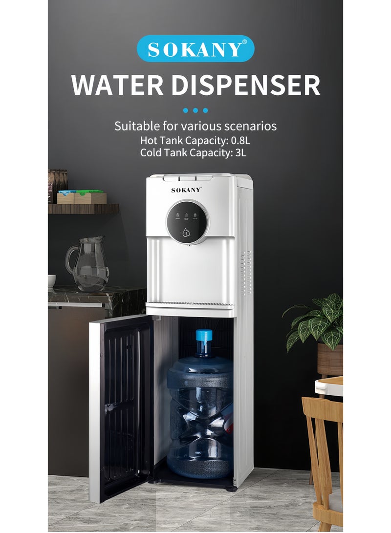 سوكاني مبرد مياه سفلي بسعة 5 جالون - 3 درجات حرارة مع فوهات ساخنة وباردة، قفل أمان للأطفال، شاشة LED، 500 واط، SK-09073 أبيض - Image 5