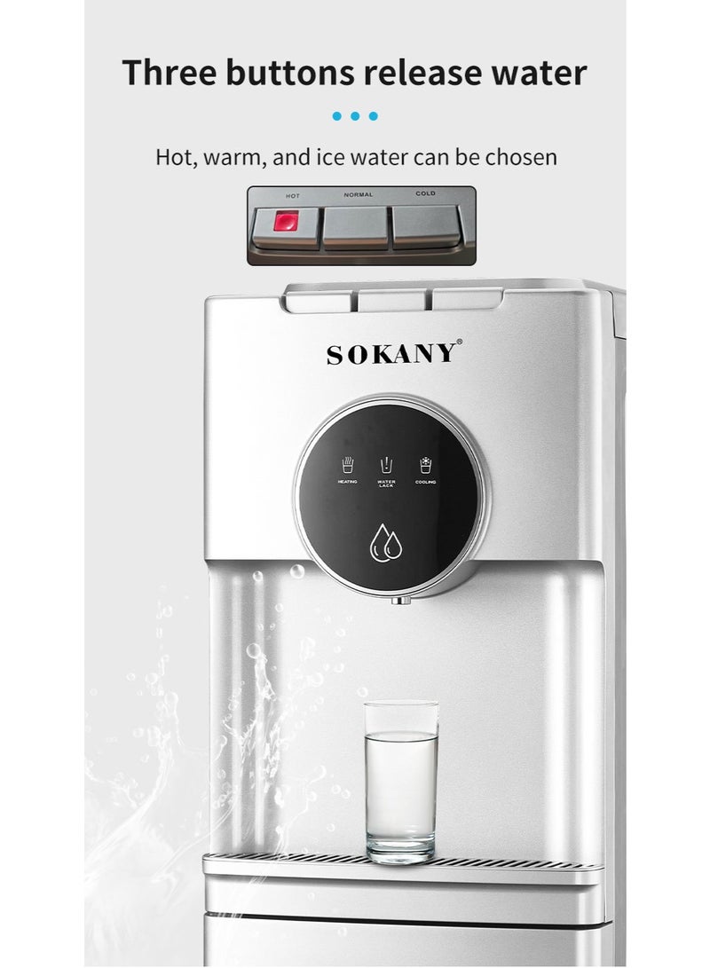 سوكاني مبرد مياه سفلي بسعة 5 جالون - 3 درجات حرارة مع فوهات ساخنة وباردة، قفل أمان للأطفال، شاشة LED، 500 واط، SK-09073 أبيض - Image 2