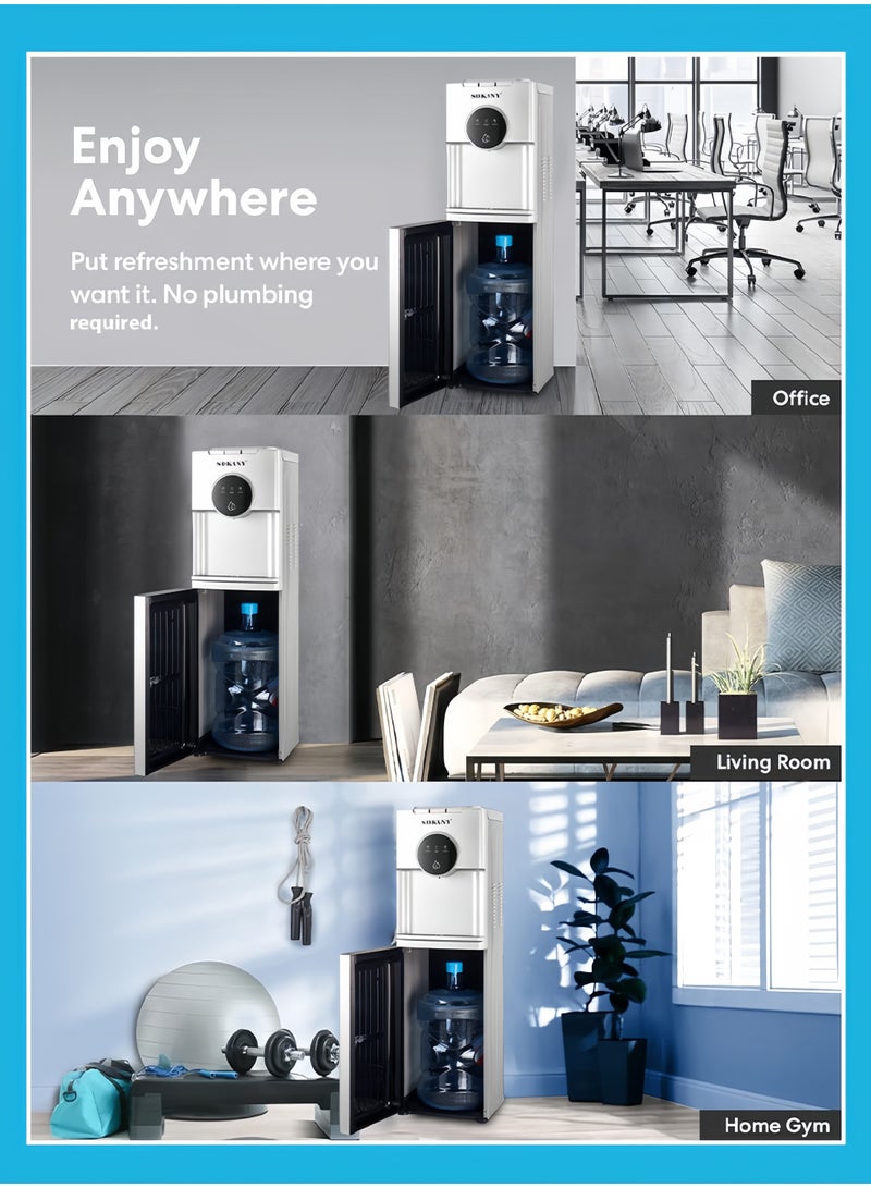 سوكاني مبرد مياه سفلي بسعة 5 جالون - 3 درجات حرارة مع فوهات ساخنة وباردة، قفل أمان للأطفال، شاشة LED، 500 واط، SK-09073 أبيض - Image 3