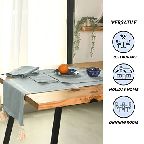 Folkulture Table Runner 14x108 Inches | 100% Cotton Striped Dusty Blue | Long Table Runner for 6-8 Seater Dining Table, Wedding Decor | Farmhouse Boho Table Cloth Decoration - Image 4