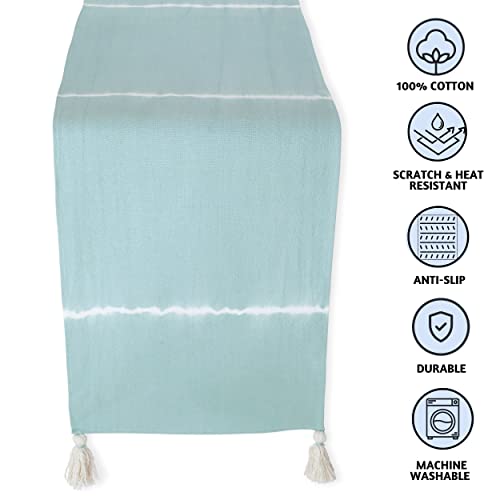 Folkulture Table Runner 14x108 Inches | 100% Cotton Striped Dusty Blue | Long Table Runner for 6-8 Seater Dining Table, Wedding Decor | Farmhouse Boho Table Cloth Decoration - Image 2