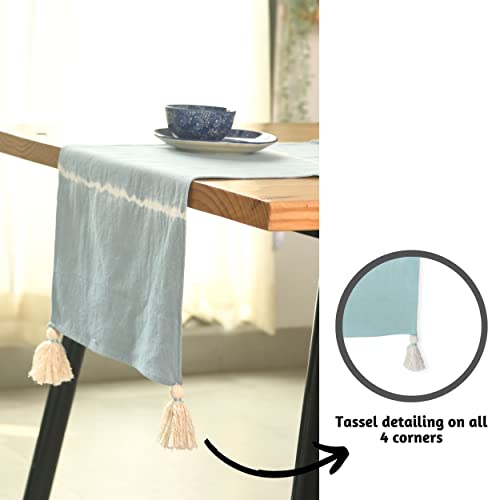 Folkulture Table Runner 14x108 Inches | 100% Cotton Striped Dusty Blue | Long Table Runner for 6-8 Seater Dining Table, Wedding Decor | Farmhouse Boho Table Cloth Decoration - Image 5