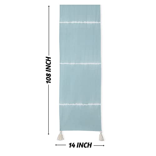Folkulture Table Runner 14x108 Inches | 100% Cotton Striped Dusty Blue | Long Table Runner for 6-8 Seater Dining Table, Wedding Decor | Farmhouse Boho Table Cloth Decoration - Image 3