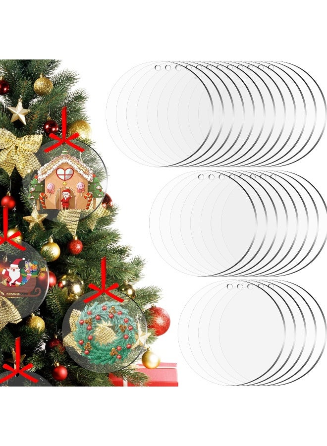 TPGP 80 Pieces Acrylic Christmas Ornament Blank Transparent Acrylic Tag Round Lantern Peach Heart Shapes for Christmas Home Party DIY Craft Decorations (Round Style)  - Image 1