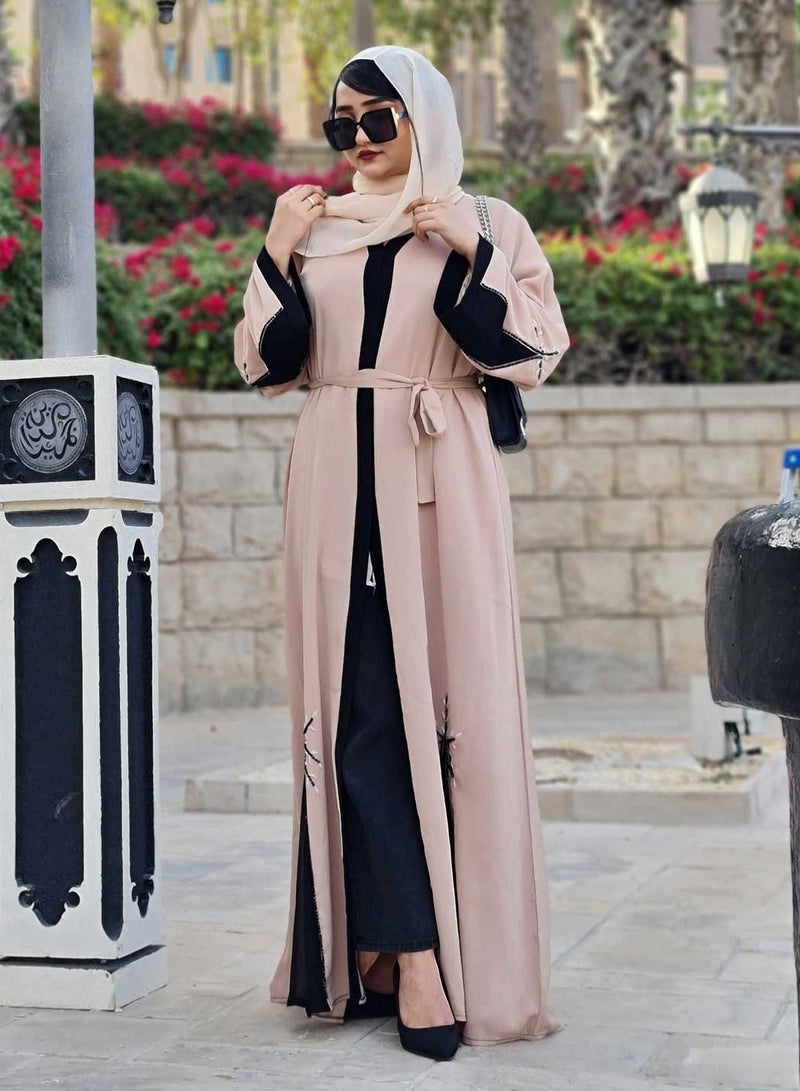 Spiffy Snow Ru'ah Al-Nujoom Beige and Black Abaya - Image 1