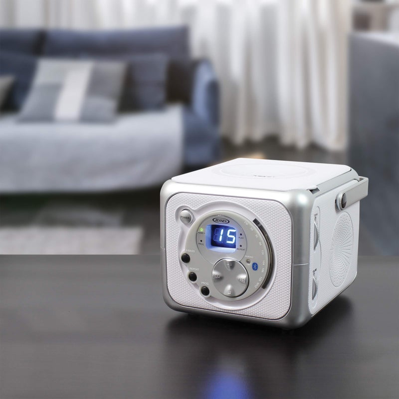 Jensen جنسن FM ستيريو CD555 بلوتوث بومبوكس، فضي، 7.00 × 9.75 × 6.00 بوصة - Image 5