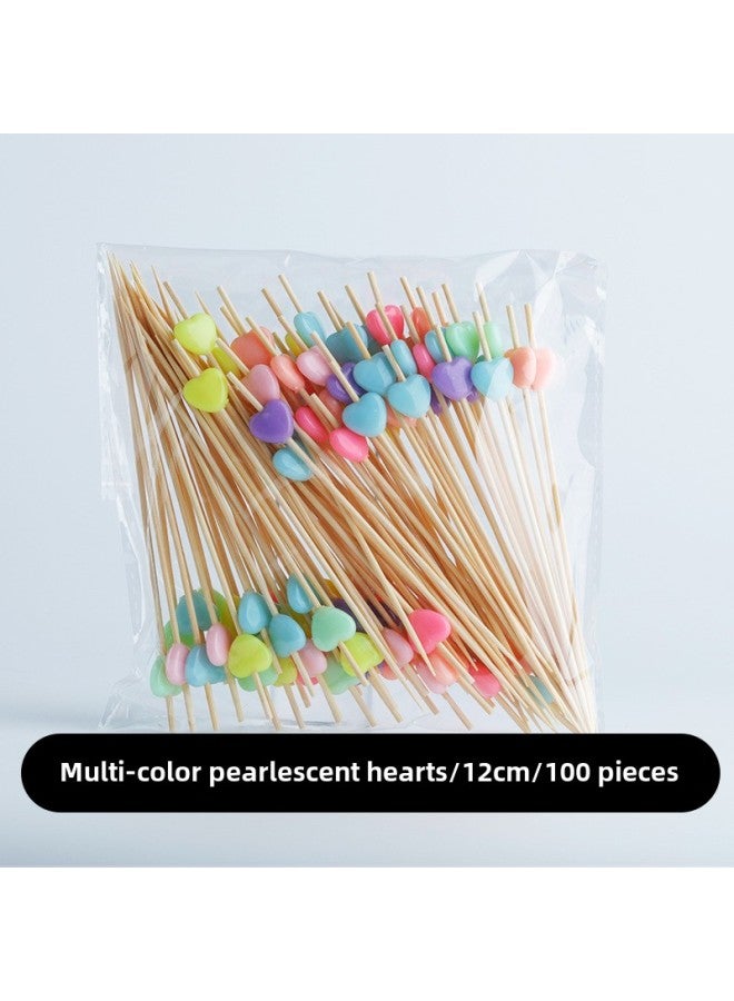 Disposable Fruit Fork Fruit Sticks Bamboo Sticks Flower Sticks Sugar-Coated Berry String Sticks Cocktail Sandwich Sticks Dessert Decoration-Color:(Hot) Multicolor Candy Love ]  - Image 1