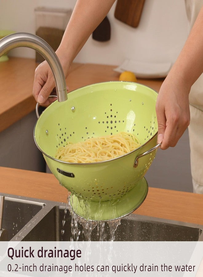 BeFare Metal Colander 2 Pack, Strainer Bowel with Handles 2Qt & 6Qt Powder Coated Solid Ring Base Heavey Duty Kitchen Drainer Basket for Pasta Veggies and Fruits,New Home Apartment Essentials (LightGreen) - Image 3