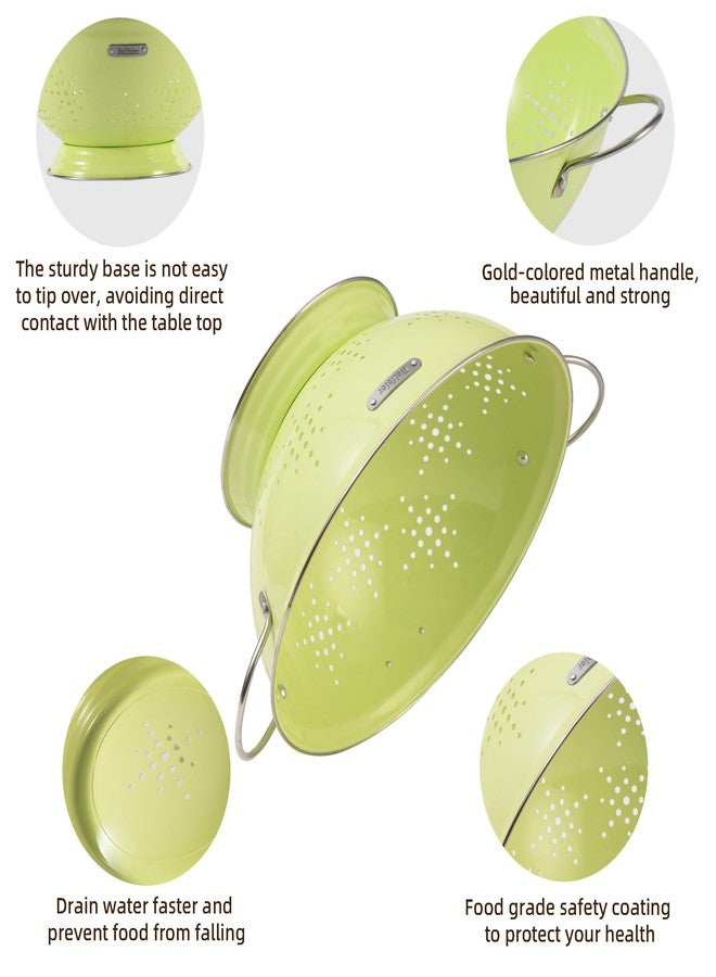 BeFare Metal Colander 2 Pack, Strainer Bowel with Handles 2Qt & 6Qt Powder Coated Solid Ring Base Heavey Duty Kitchen Drainer Basket for Pasta Veggies and Fruits,New Home Apartment Essentials (LightGreen) - Image 5