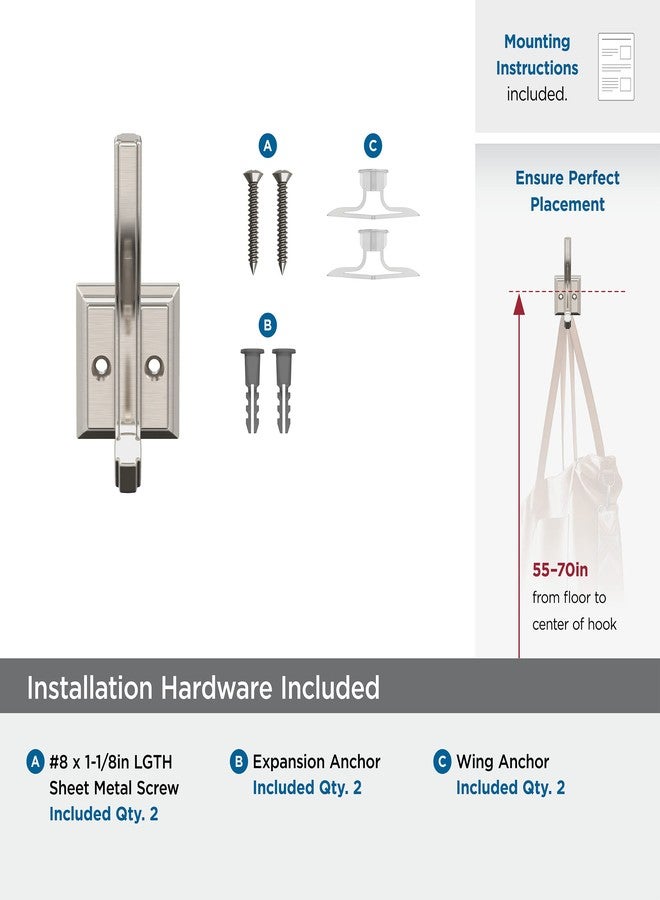 أميروك خطاف حائط مزخرف مزدوج الشعب من أميروك H37005G10 | خطاف نيكل ساتان للمعاطف والقبعات وحقائب الظهر والحقائب | خطافات للحمام وغرفة النوم والخزانة والمدخل وغرفة الغسيل والمكتب - Image 5