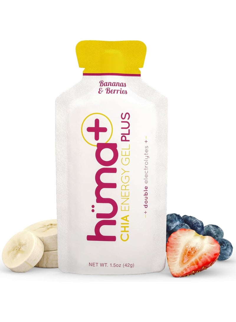 Huma Chia Energy Gel - Bananas & Berries - 9 count x 42g - Pack of 9 - Image 1