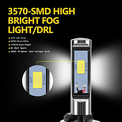 AUXLIGHT 881 LED Fog Light DRL Bulbs, 3000 Lumens Extremely Bright 889 886 894 862 896 898 Bulbs Replacement for Cars, Trucks, 6000K Xenon White - Image 5