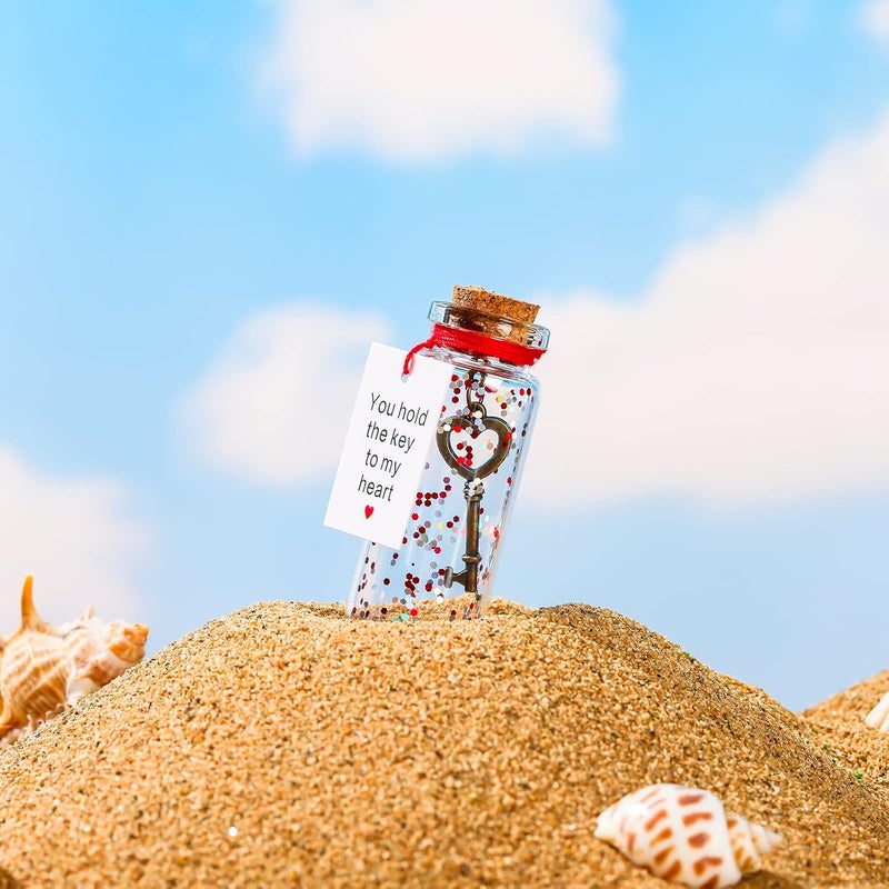 كلاراكو أنت تحمل مفتاح قلبي، برطمان أمنيات رومانسي، رسالة حب مع زجاجة، ديكور رومانسي لصديقك أو صديقتك، هدية رومانسية لذكرى الزواج، هدية عيد الميلاد وعيد الحب لها أو له - Image 3