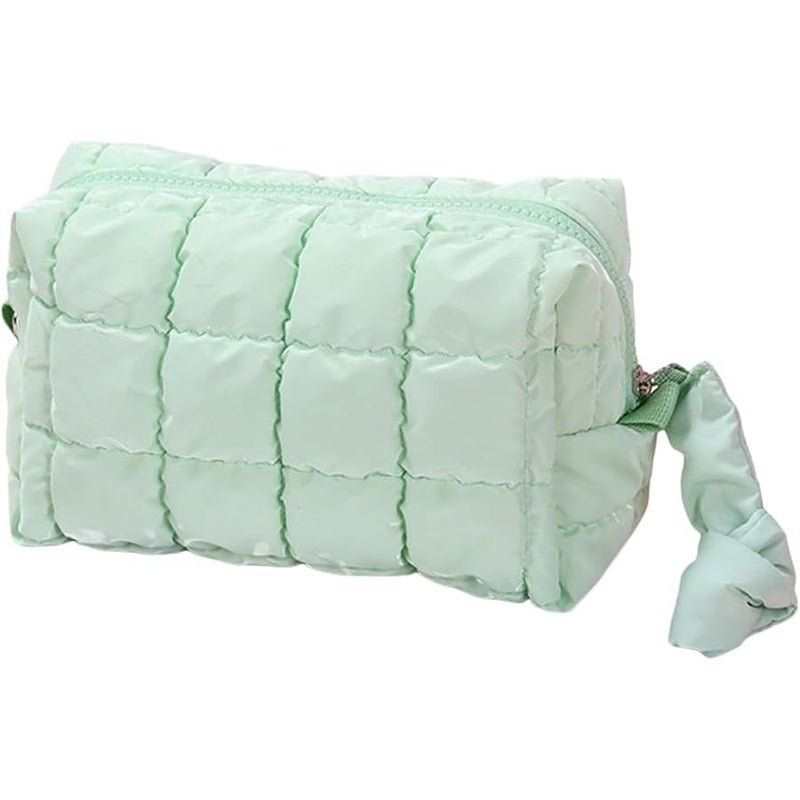 Green Quilted Toiletry Organizer Portable Travel cosmetic Case For Women - Image 1