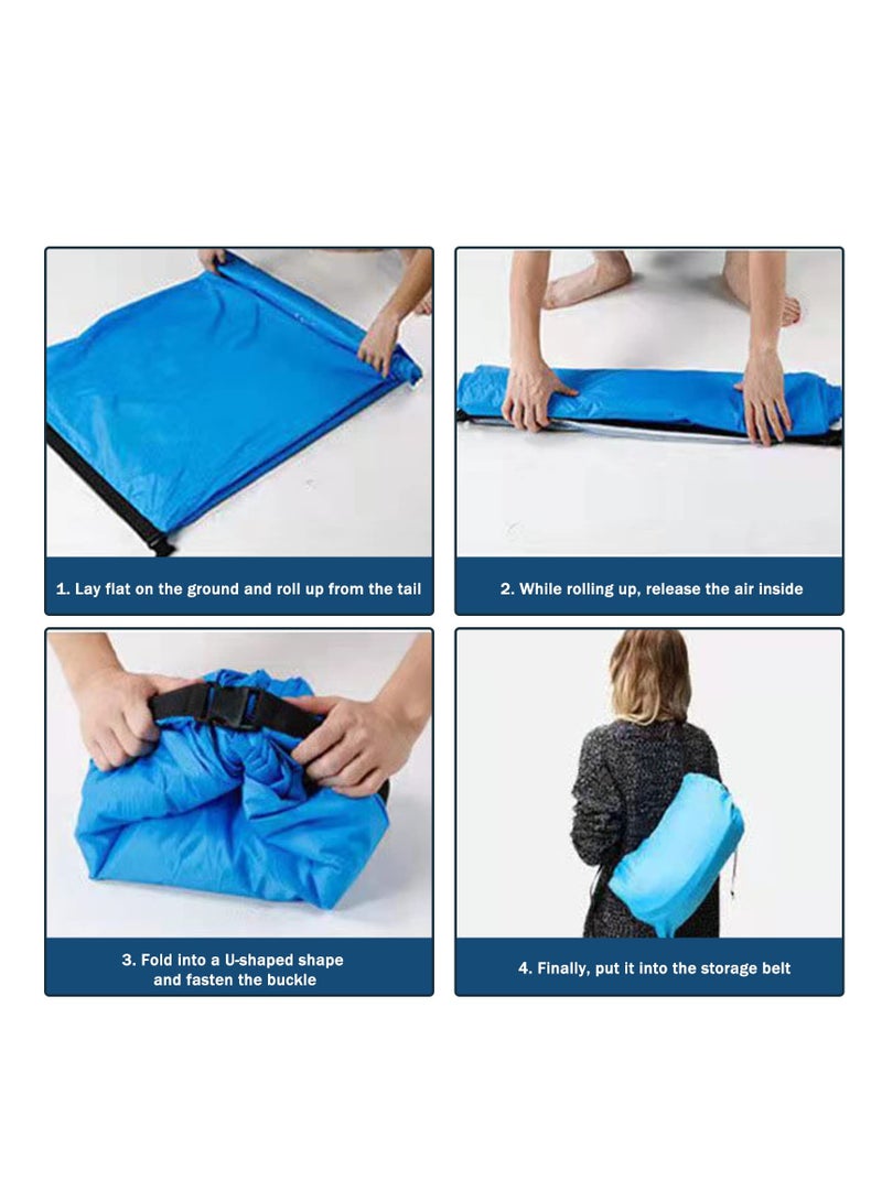 Portable Inflatable Lounger Air Sofa Hammock, Waterproof with Anti-Leak Design, Pillow-Shaped for Extra Comfort, Ideal for Lakeside, Beach, Camping, Picnics & Music Festivals (Blue)