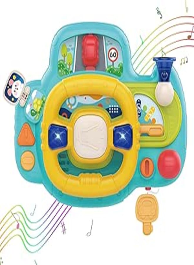 WISHTIME WISHTIME Car Seat Steering Wheel Toy - Toddler Interactive Driving Play for Baby Develops Fine Motor Skills and Imagination Easy to Install and Portable for On-The-Go Entertainment 