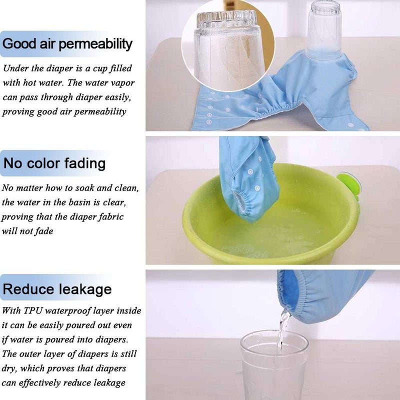 CSKB Baby Washable Reusable Cloth Diapers,7pcs - Image 2