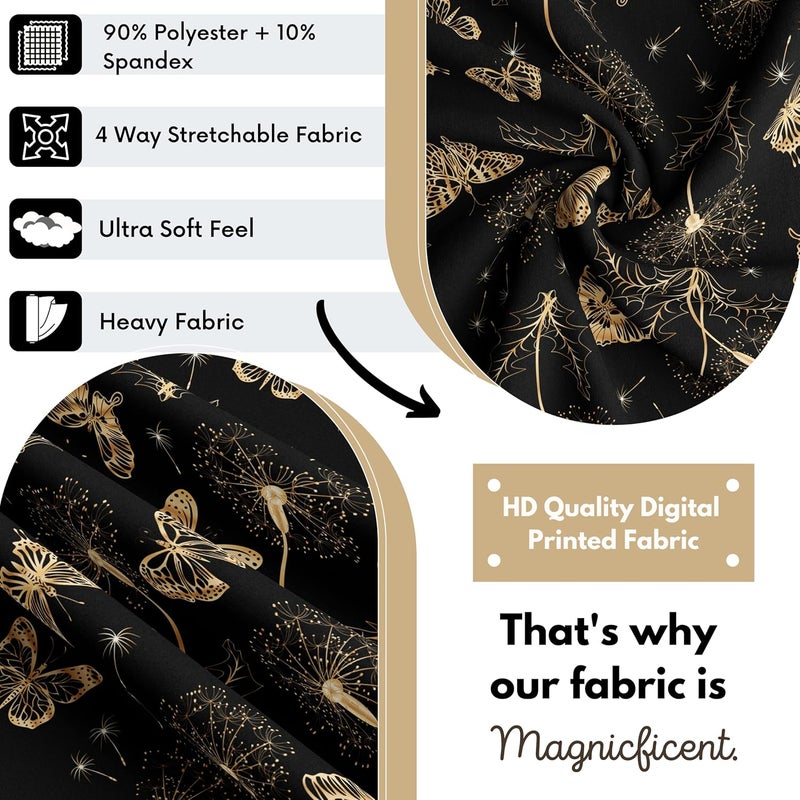 BRIDA BRIDA Stretchable Floral Geometric Printed Dining Chair Covers Frill Skirt Elastic Chair Seat Case Protector Slipcovers 6 Chair Cover Black ButterflyPolyesterPolyester Blend - Image 3