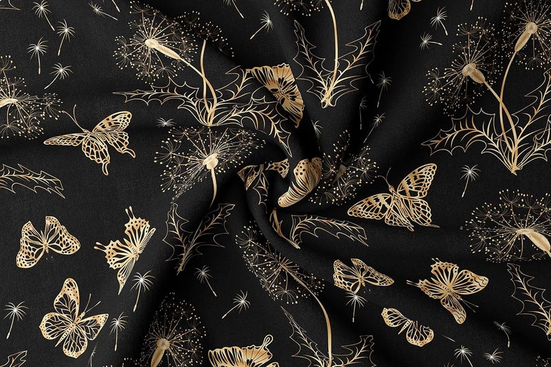 BRIDA BRIDA Stretchable Floral Geometric Printed Dining Chair Covers Frill Skirt Elastic Chair Seat Case Protector Slipcovers 6 Chair Cover Black ButterflyPolyesterPolyester Blend - Image 4