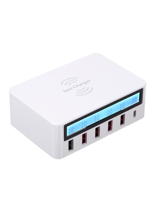NIBEMINENT 6 Ports LCD USB Wireless Charger White - Image 1