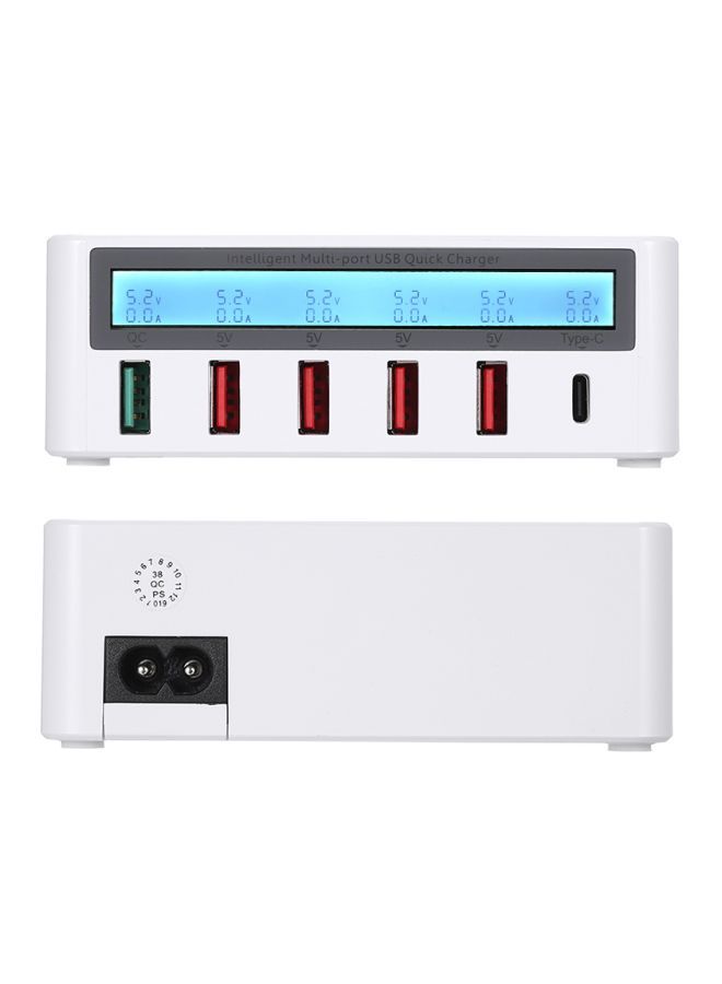 NIBEMINENT 6 Ports LCD USB Wireless Charger White - Image 3