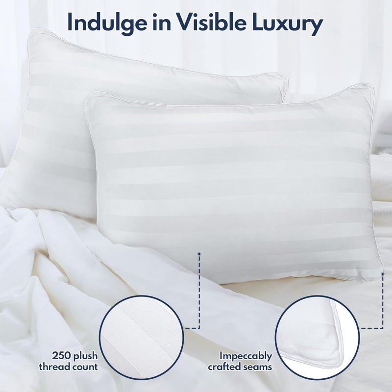 DIORIS Queen Pillows Set of 2 - Bed Pillows for Sleeping, Cooling Down Alternative Pillow, Medium Firm for Side Back Stomach Sleepers, Hotel Quality, Machine Washable - Image 4