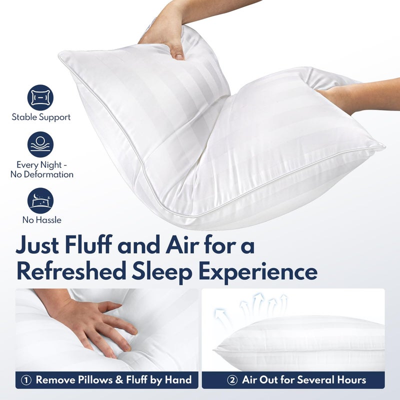 DIORIS Queen Pillows Set of 2 - Bed Pillows for Sleeping, Cooling Down Alternative Pillow, Medium Firm for Side Back Stomach Sleepers, Hotel Quality, Machine Washable - Image 2