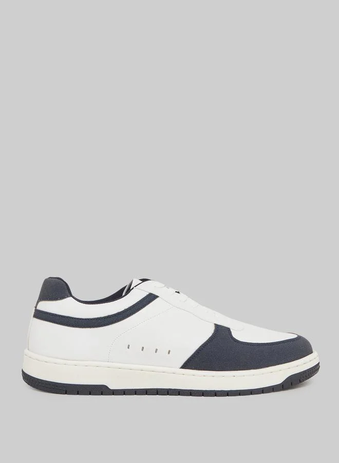 Men White Leather Low-Top Sneakers
