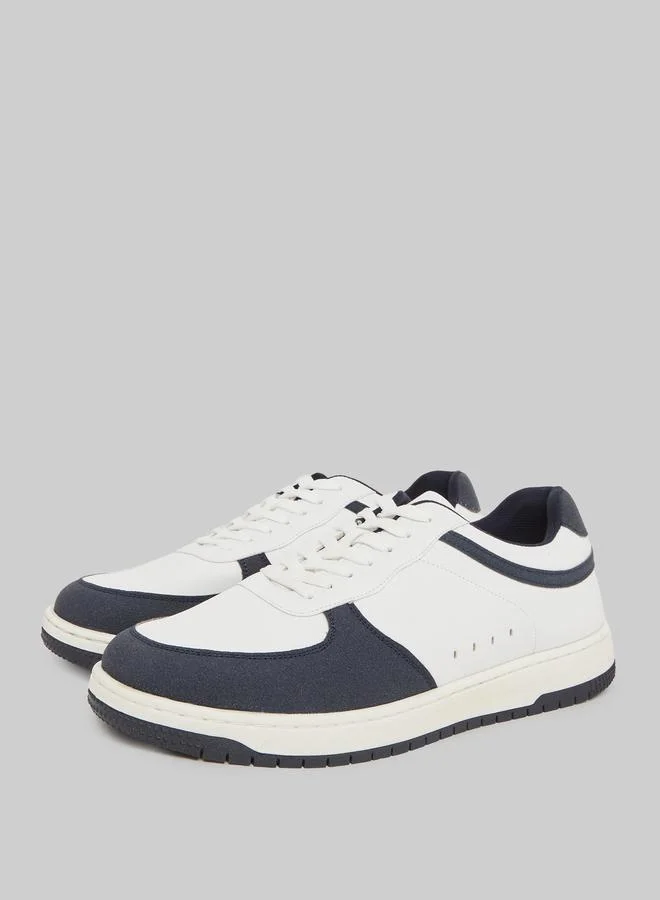 Styli  Men White Leather Low-Top Sneakers for Men | Best Price UAE