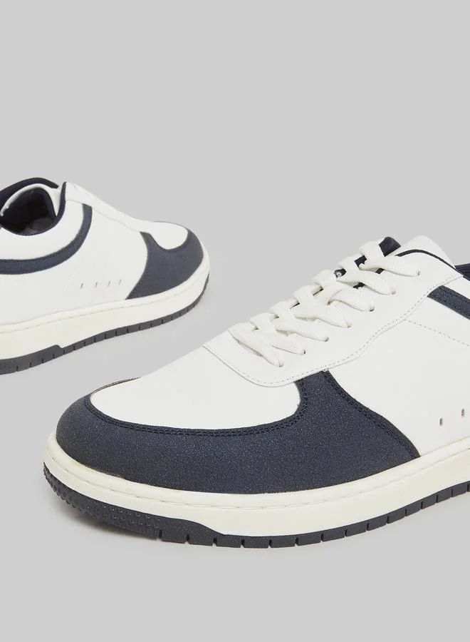 Styli  Men White Leather Low-Top Sneakers for Men | Best Price UAE