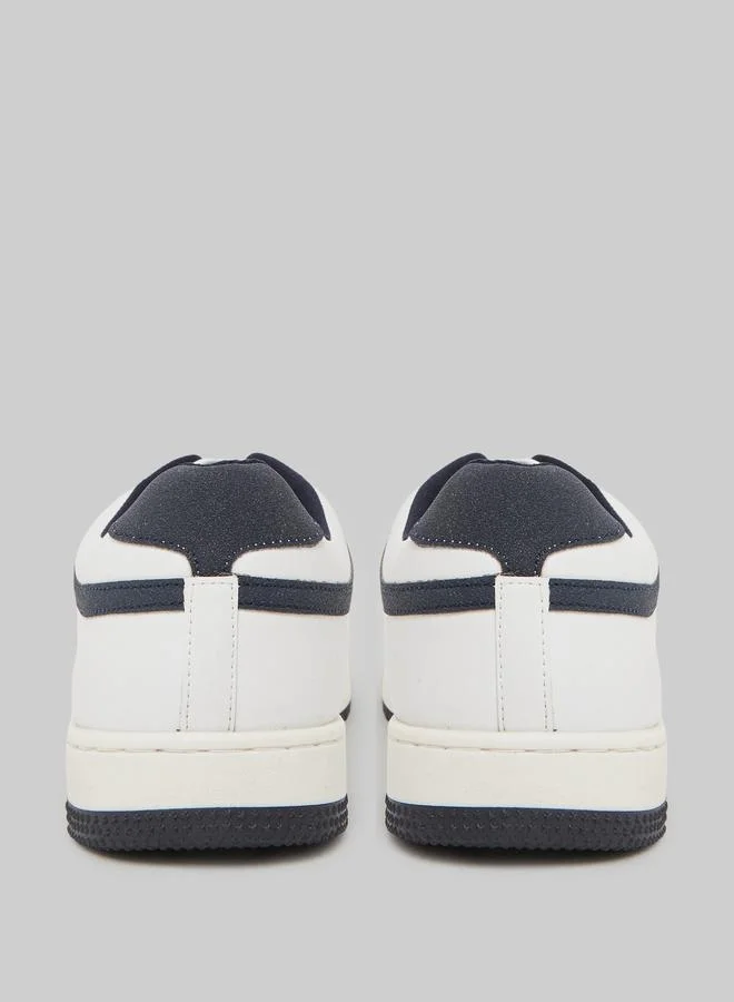 Styli  Men White Leather Low-Top Sneakers for Men | Best Price UAE