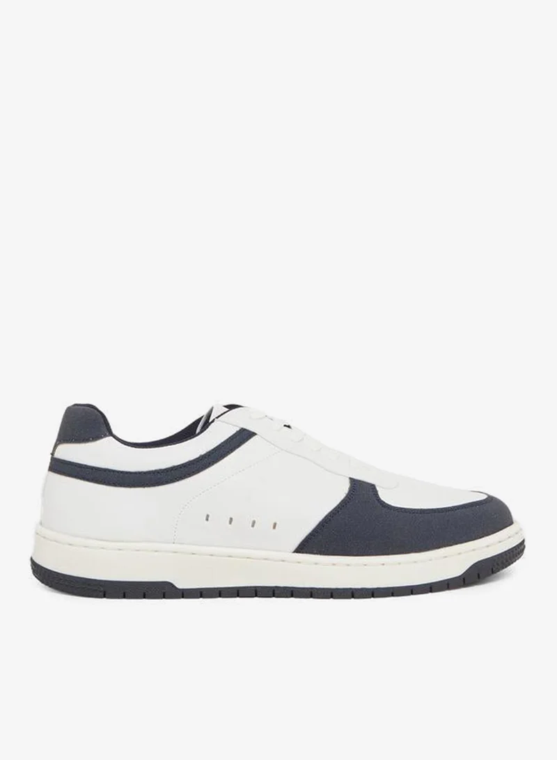 Styli Men White Leather Low-Top Sneakers