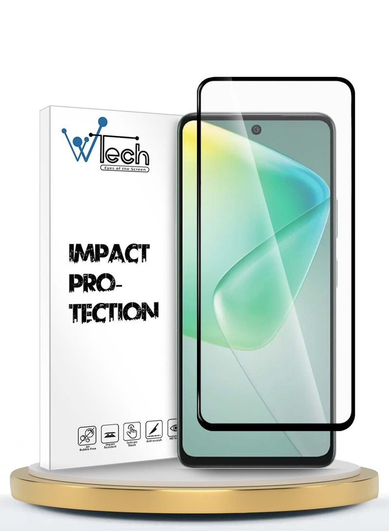 Wtech Infinix Hot 50 4G 2024 Premium E2E Series Full Glue Full Cover Tempered Glass Screen Protector (MSGECN) - Clear/Black - Image 1