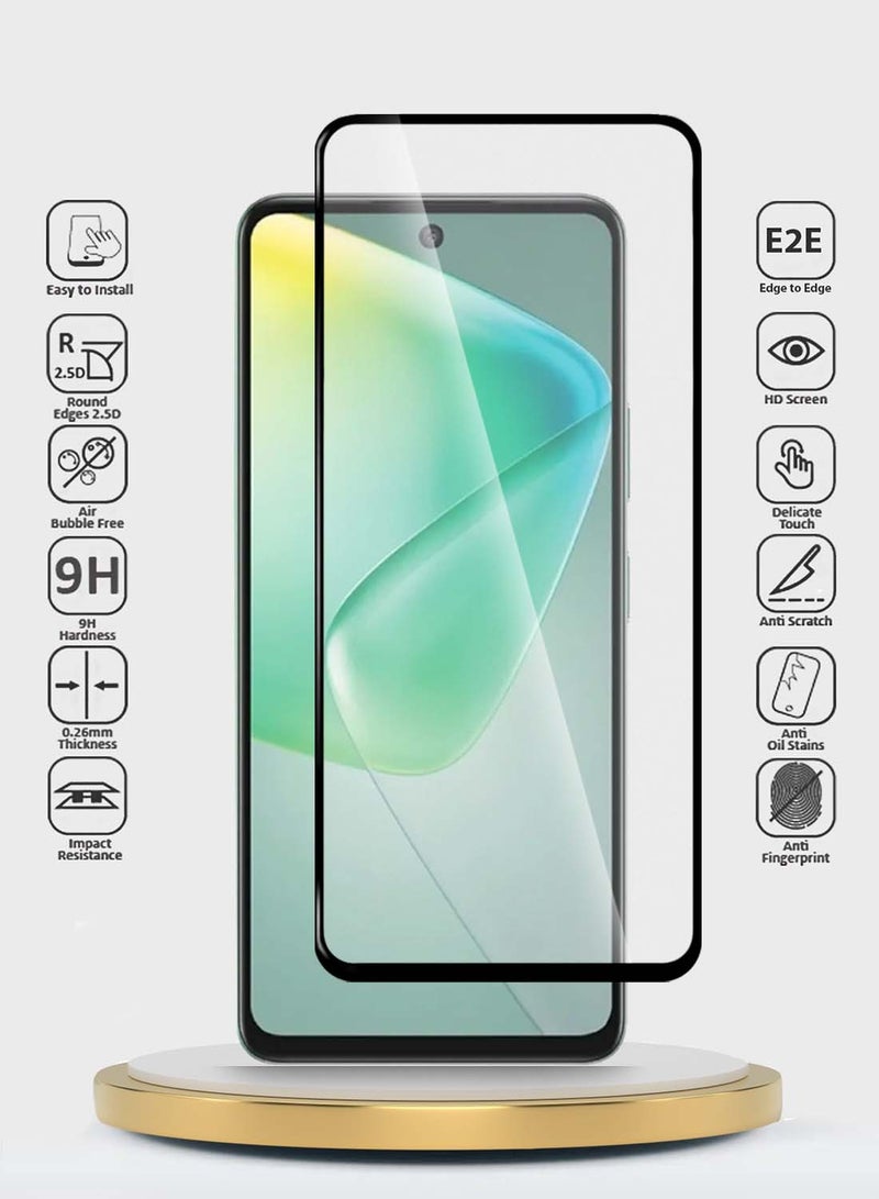 Wtech Infinix Hot 50 4G 2024 Premium E2E Series Full Glue Full Cover Tempered Glass Screen Protector (MSGECN) - Clear/Black - Image 2