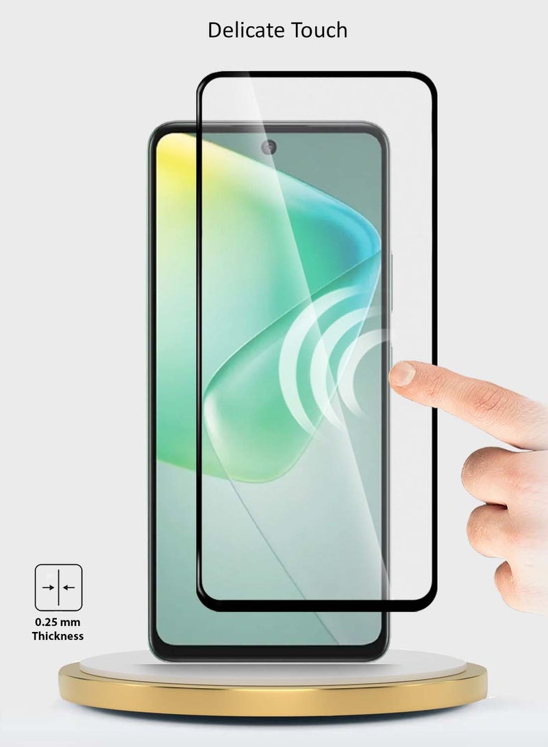 Wtech Infinix Hot 50 4G 2024 Premium E2E Series Full Glue Full Cover Tempered Glass Screen Protector (MSGECN) - Clear/Black - Image 4